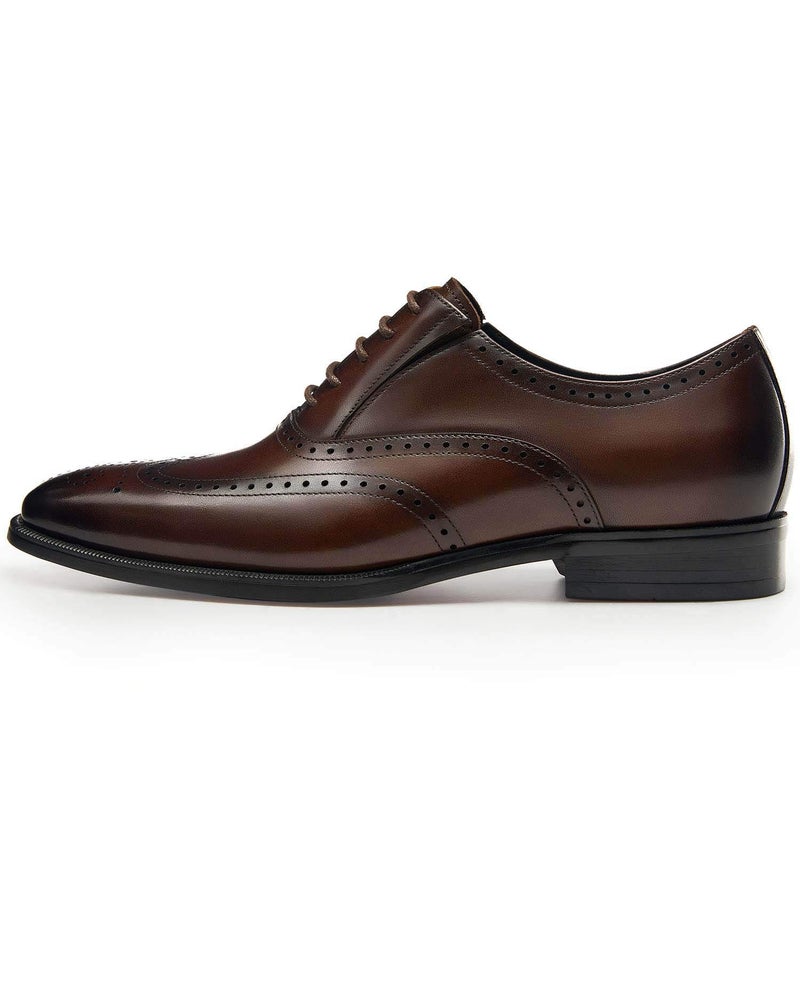 FRASOICUS Menâ€™s Dress Shoes with Genuine Leather in Classic Brogue Elastic Band Oxford Formal (Dark Brown, Adult, Men, 11, Numeric, US Footwear Size System, Medium) - Image 3